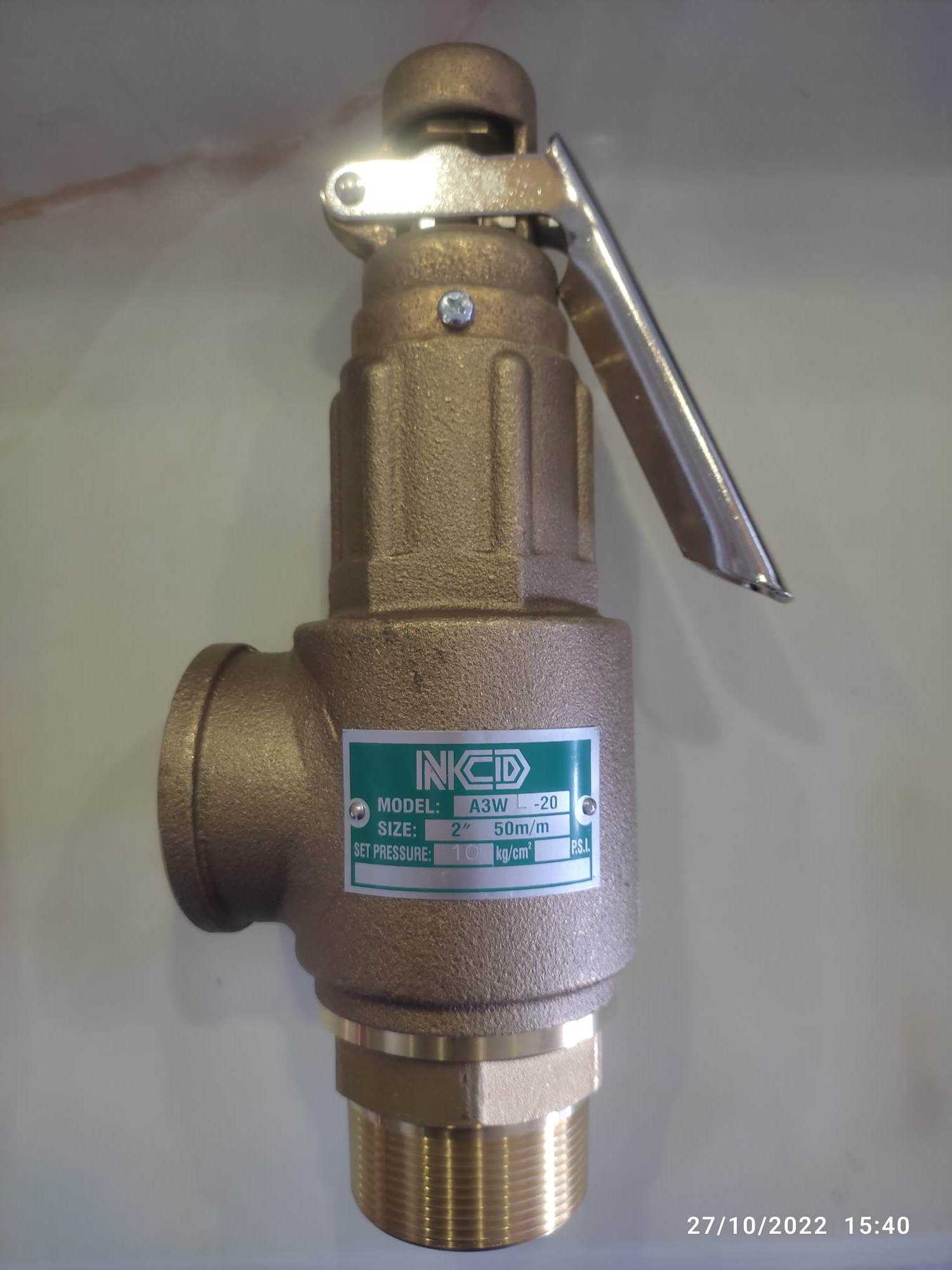 A3WL-20-16 NCD Safety relief valve ขนาด 2" ทองเหลือง แบบมีด้าม Pressure 16 bar(kg/cm2) 240 psi 